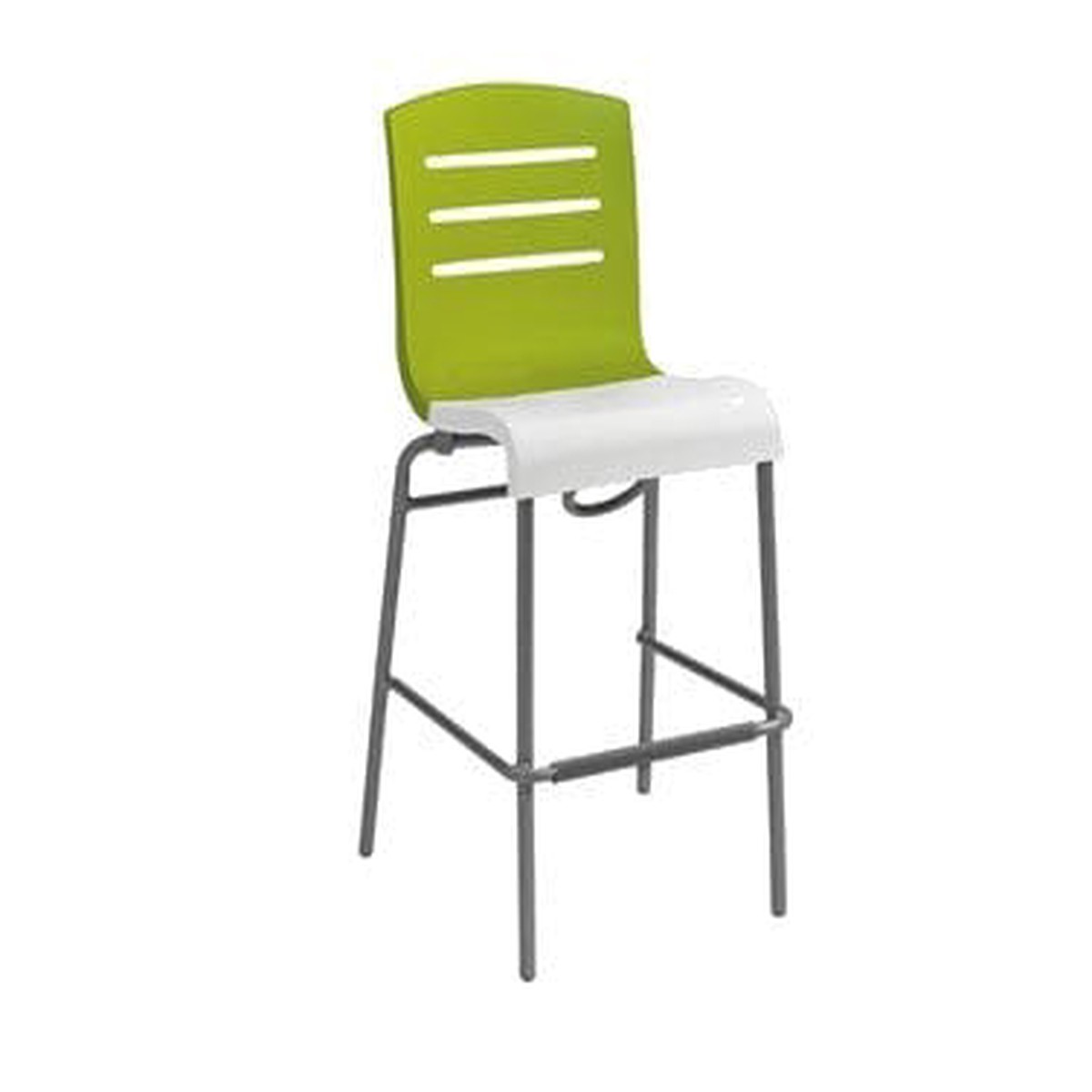Grosfillex US510152 Domino Stacking Barstool in Fern Green Back and White Seat | Denson CFE