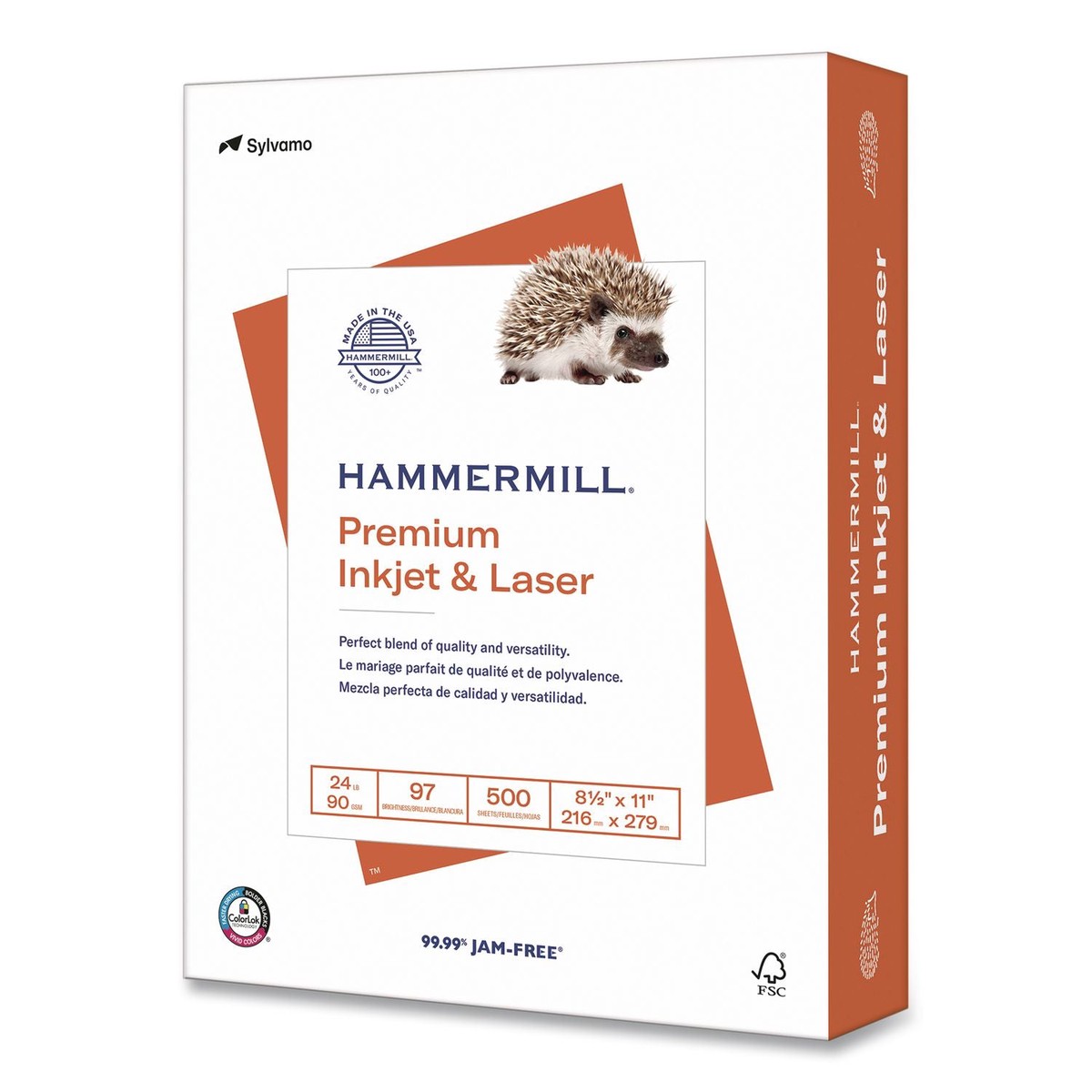 Hammermill Premium Inkjet and Laser Printer Paper, 97 Bright, 24 lb Bond Weight, 8.5 x 11, White, 500/Ream (HAM923541)