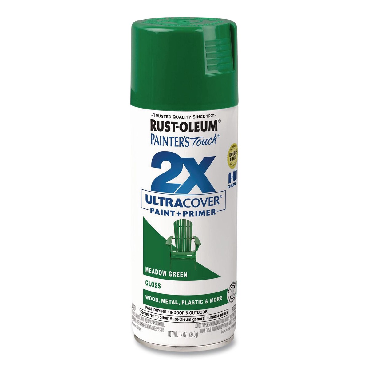 Rust-Oleum Painter’s Touch 2X Ultra Cover Spray Paint, Gloss Meadow Green, 12 oz Aerosol Can, 6/Carton (RST334039)