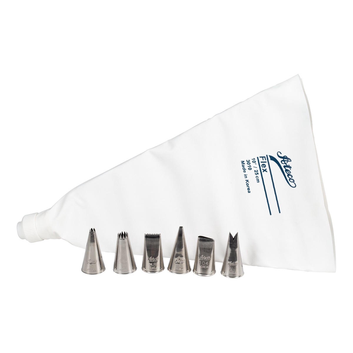 Ateco 8 Piece Piping Tip and Decorating Set with 10″ Flex Bag – 334