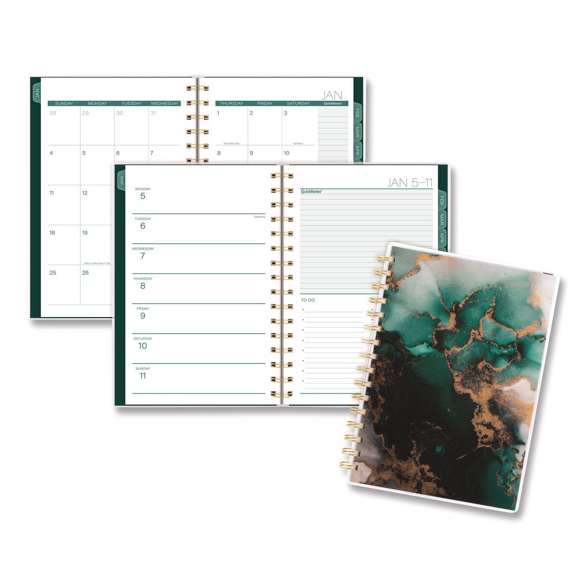 Cambridge Emerald Isle Weekly/Monthly Planner, 8.5 x 5.5, Green Marbled Cover, 12-Month (Jan-Dec): 2026 (AAG1758200)
