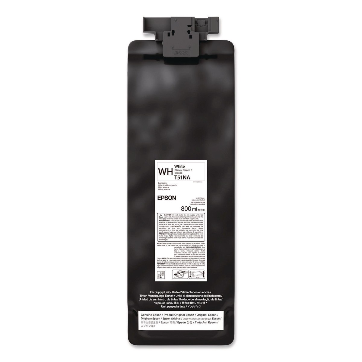 Epson T51NA20 (T51N) UltraChrome GS3 Eco-Solvent Ink, 800 mL, White (EPST51NA20)