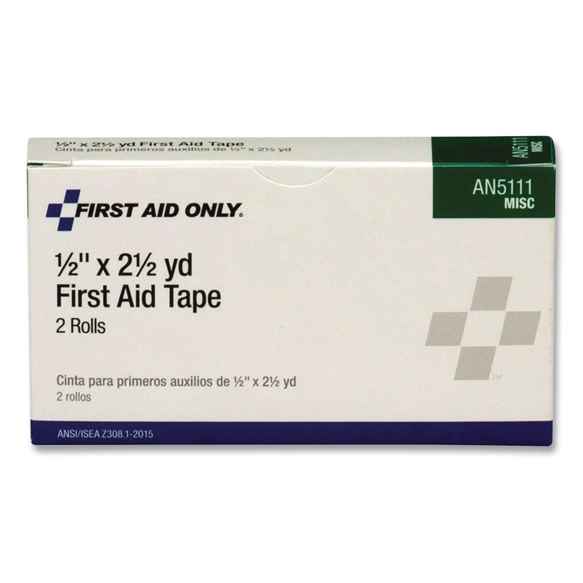 First Aid Only First Aid Tape, Paper, 0.5″ x 2.5 yd, White, 6 Rolls/Box (FAOAN5111)