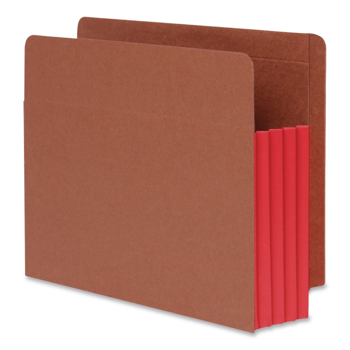 Pendaflex End Tab File Pocket, Red Gusset, 3.5″ Expansion Letter Size, Brown/Red, 10/Box (PFX1007024)