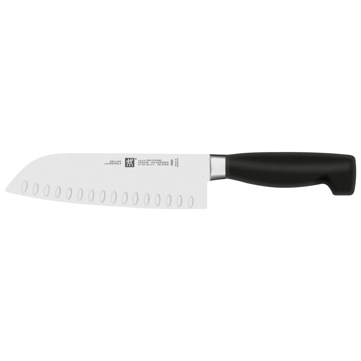 Zwilling Four Star Santoku Knife, Granton Edge, 7″, Black – 1001635