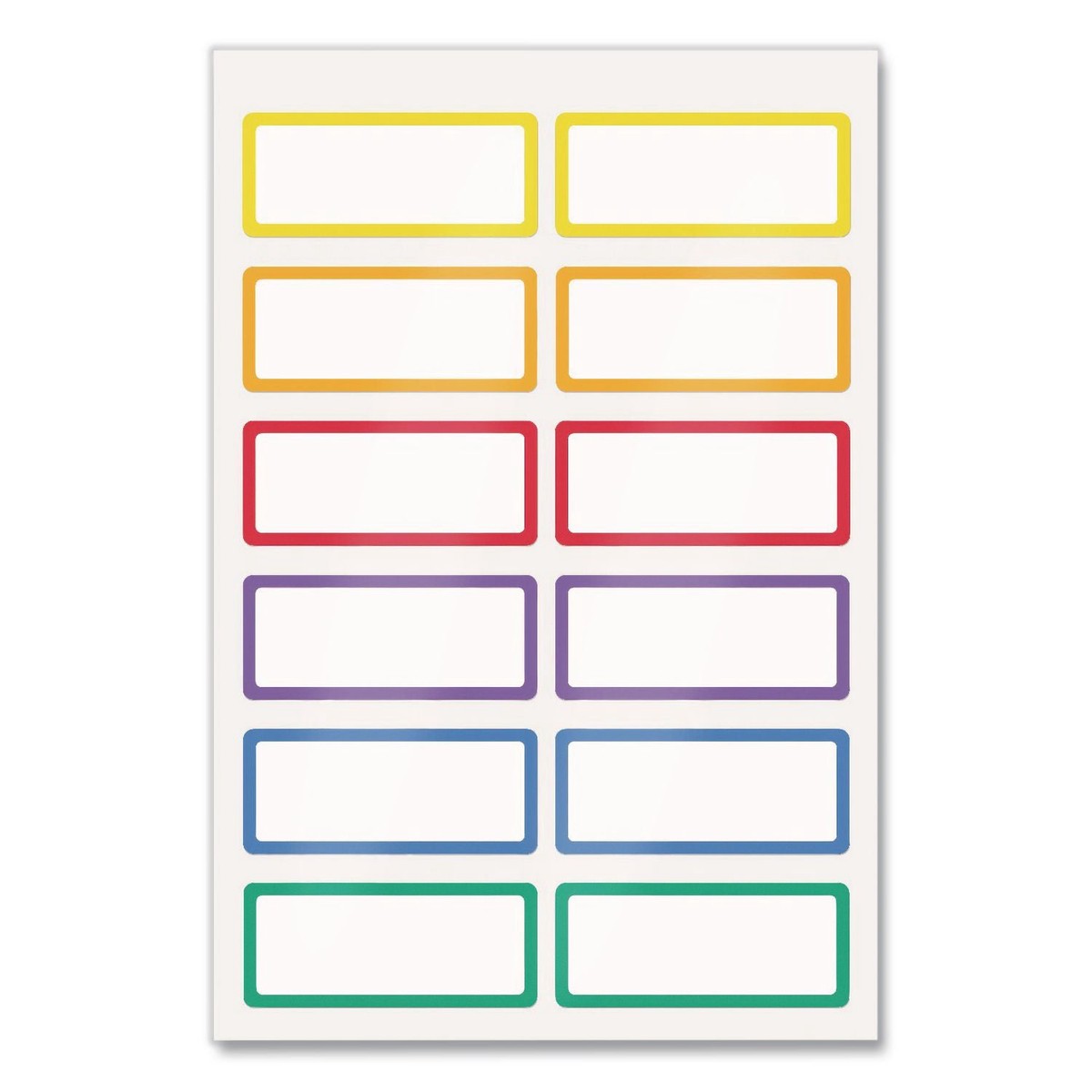 Avery No-Iron Fabric Labels, Rainbow Border, Handwrite Only, 0.75 x 1.75, White, 12/Sheet, 2 Sheets/Pack (AVE40706)