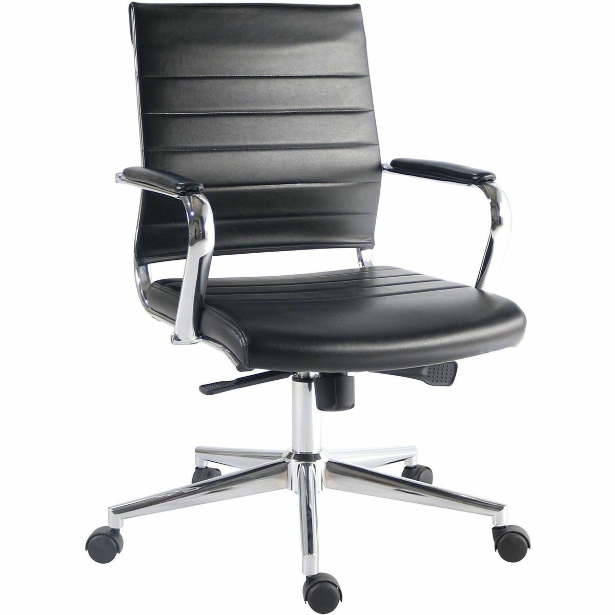 Lorell Tempo Modern Leather Mid-Back Manager Chair, Black (LLR63221)