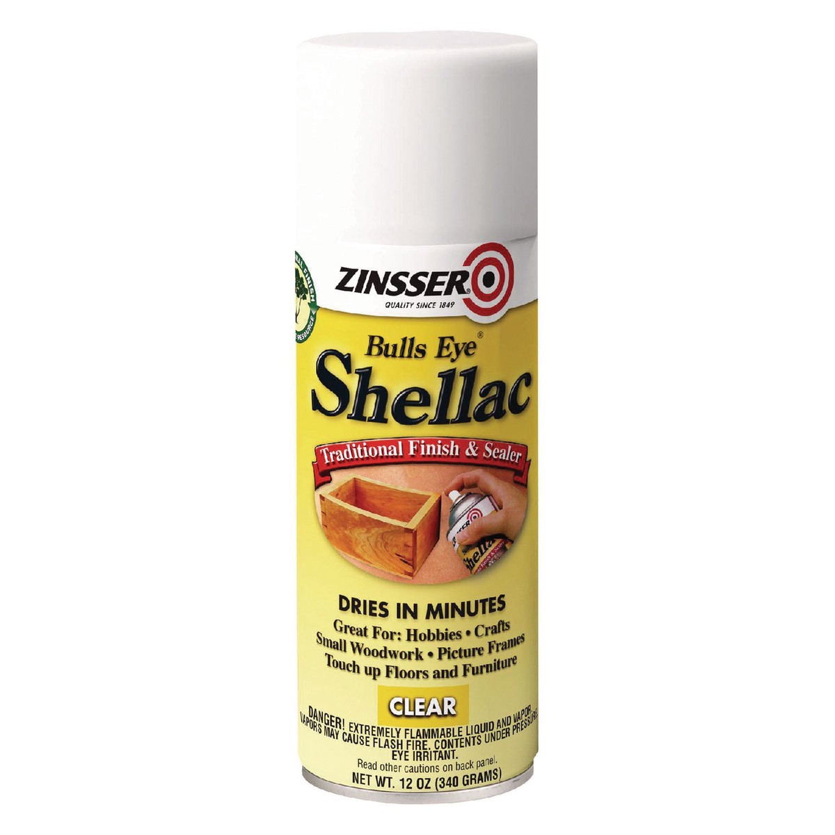 Zinsser Clear Bulls Eye Shellac Spray, Gloss Clear, 12 oz Aerosol Can, 6/Carton (RST408)