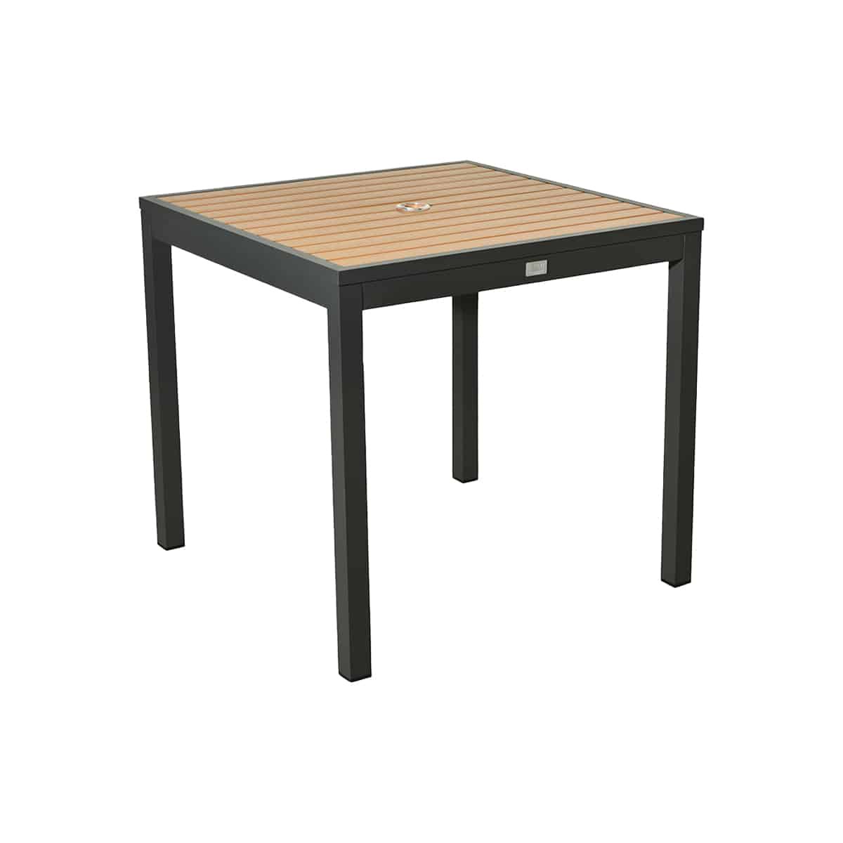 BUM Furniture Marco Polywood Aluminum Dining Height Table, 36″ x 36″, Anthracite/Teak – DT516-36S-TA