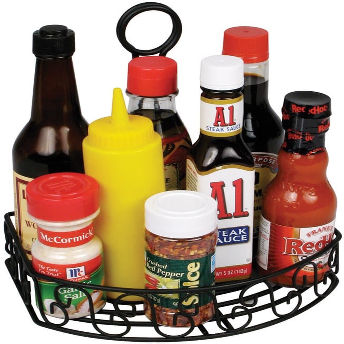 Winco WBKH-6SB Oblong Condiment Caddy Black Wire 8-1/4 x 6-1/4 x 9 Inch | Denson CFE