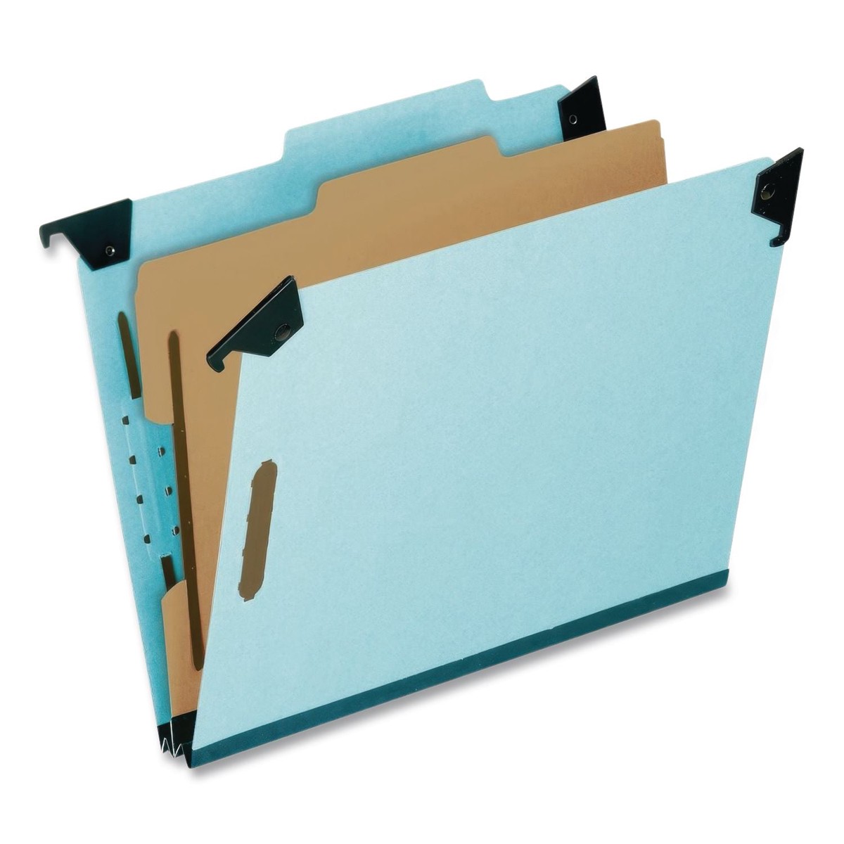 Pendaflex Hanging Classification Folders with Dividers, Letter Size, 1 Divider, 2/5-Cut Exterior Tabs, Light Blue, 10/Box (PFX59251BX)