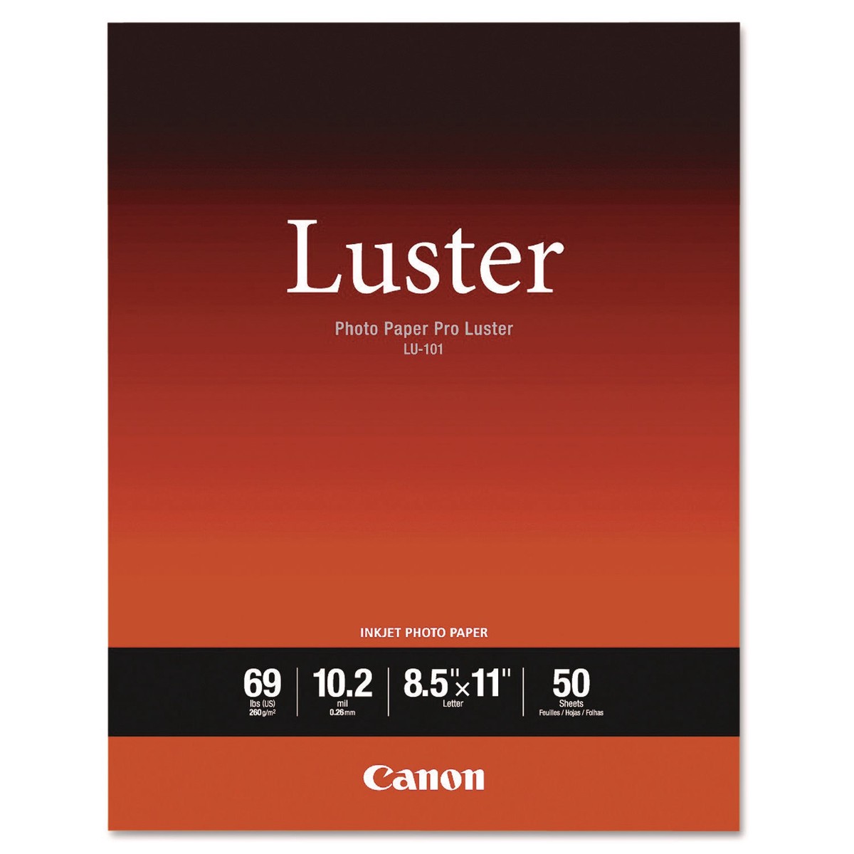Canon PRO Luster Inkjet Photo Paper, 10.2 mil, 8.5 x 11, Luster White, 50/Pack (CNM6211B004)