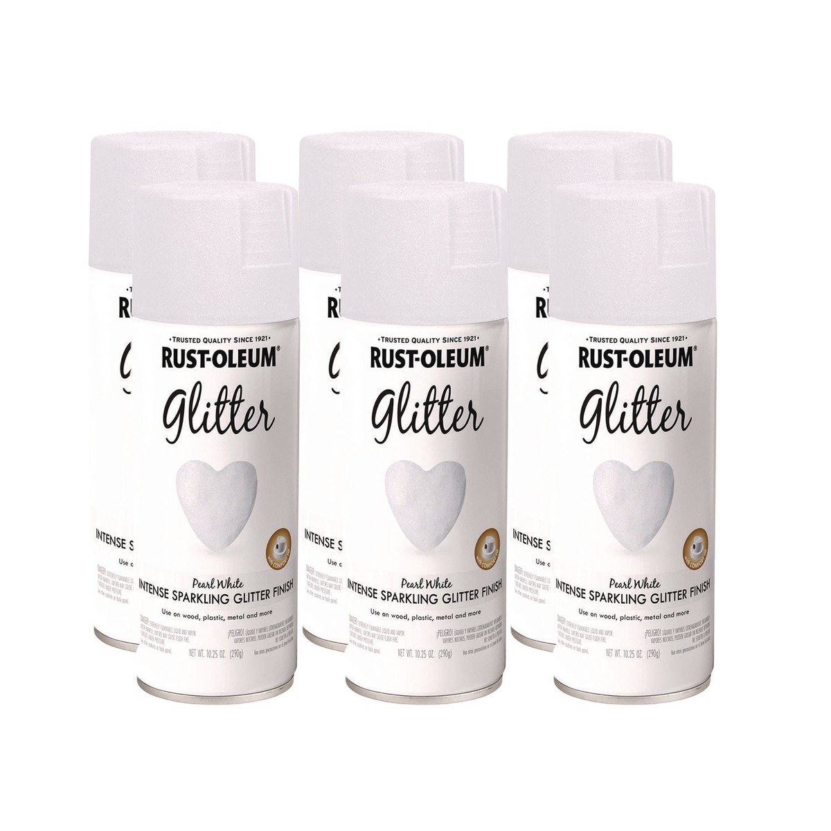 Rust-Oleum Specialty Glitter Spray Paint, Glitter White, 10.25 oz Aerosol Can, 6/Carton (RST299426)