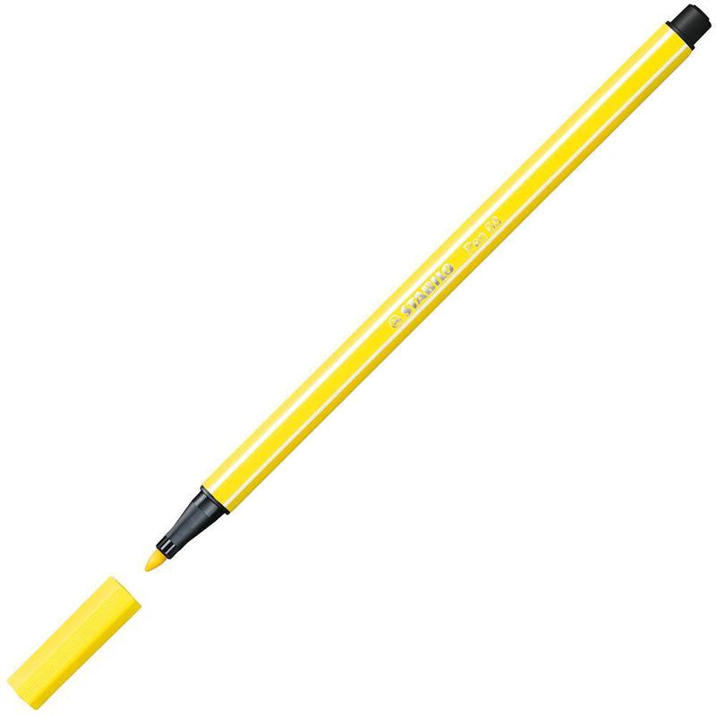 Stabilo 68 Fibre Tip Pen Lemon Yellow Box 10