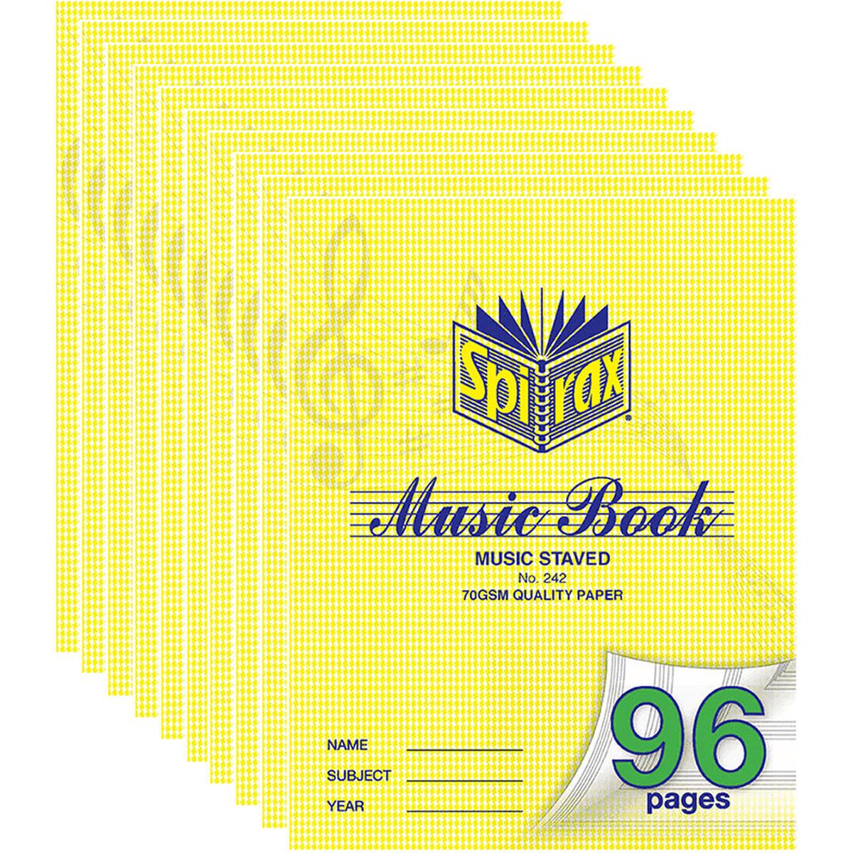 10 Pack Spirax 242 Music Book 96 Page Staved Lines