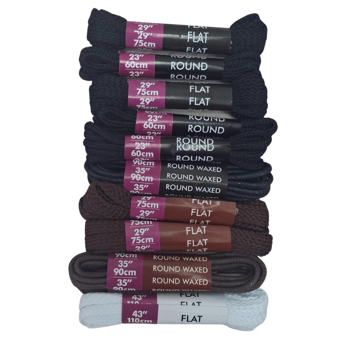 10-Pack Assorted Sized Shoe Laces  Mixed Colours