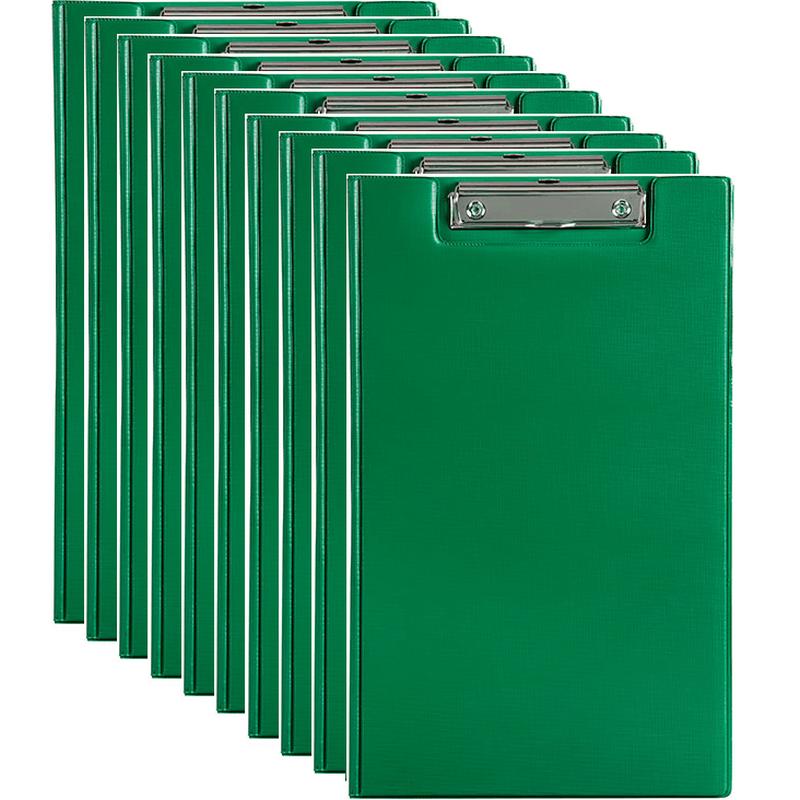 10 Pack Marbig Clipfolder PVC Foolscap Green Clipboard Large