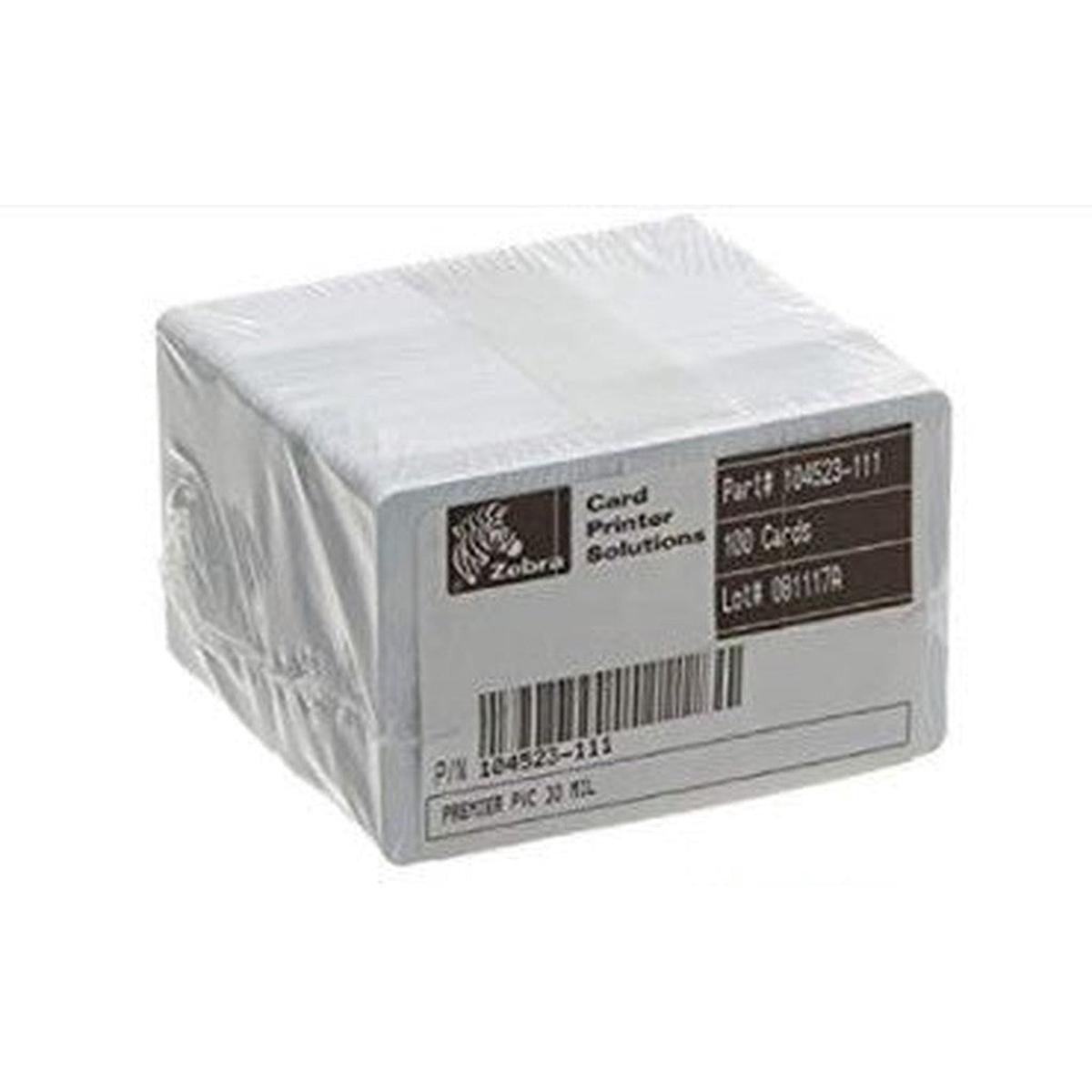 Zebra 104523-111 Premier (Pvc) Card, Standard White 500 Cards In A Box